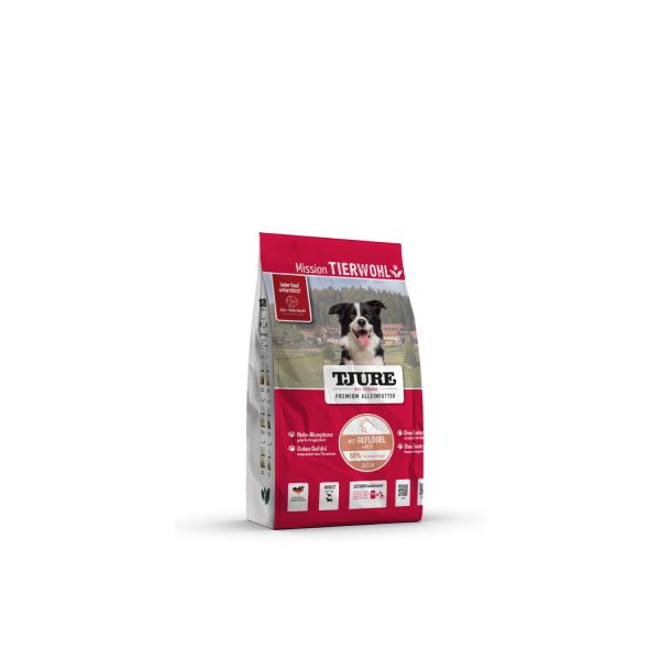 TJURE Premium-Trockenfutter Geflügel & Reis 750 g | für ernährungssensible Hunde | Optimale Verträgl